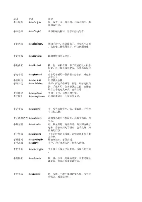 包含“手”的成语