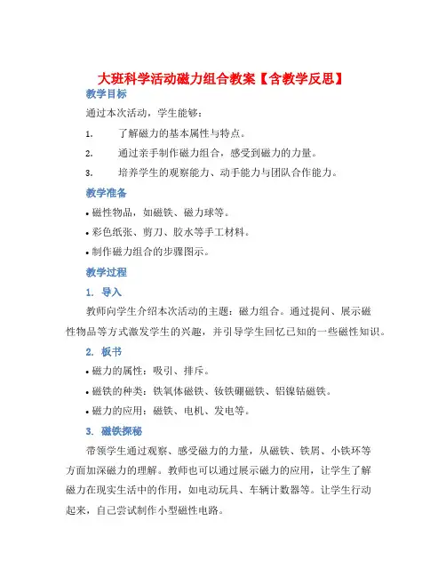 大班科学活动磁力组合教案【含教学反思】