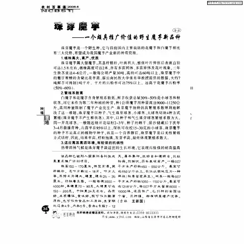 珠芽魔芋——一个颇具推广价值的野生魔芋新品种
