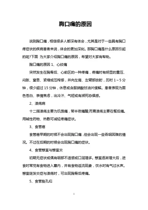 胸口痛的原因