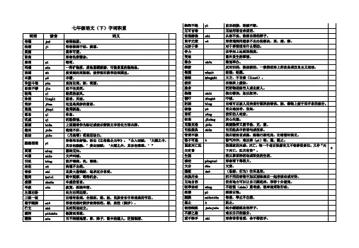 七年级下册语文词语积累(语文版)