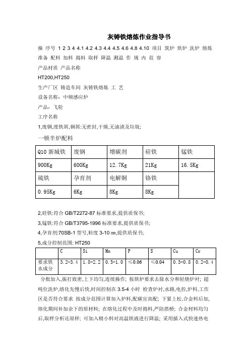 灰铸铁熔炼作业指导书