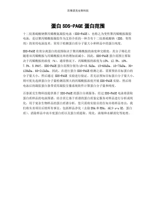 蛋白SDS-PAGE蛋白范围