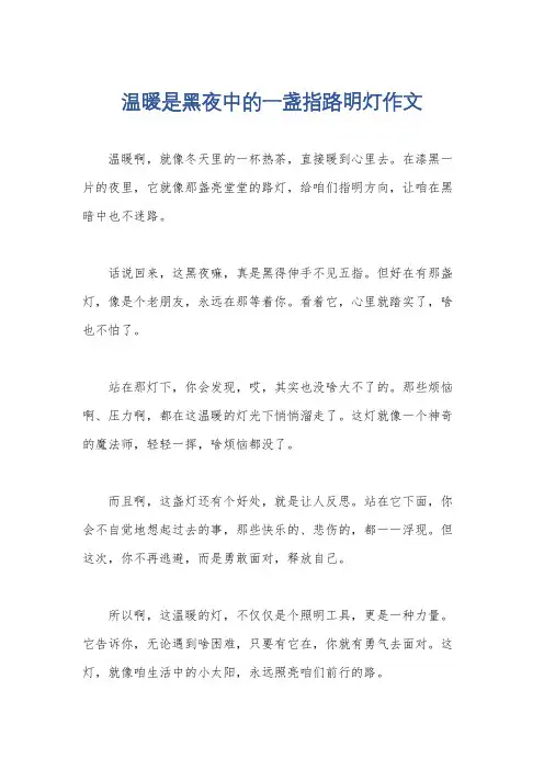 温暖是黑夜中的一盏指路明灯作文