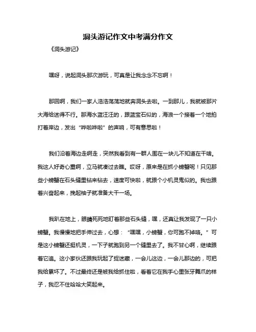 洞头游记作文中考满分作文