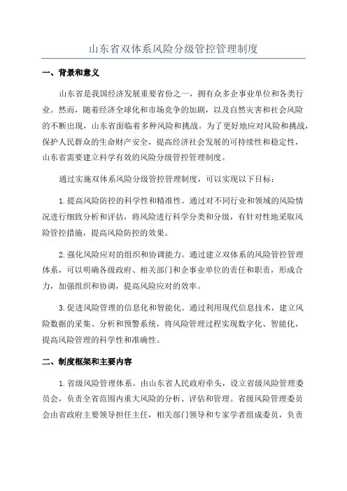山东省双体系风险分级管控管理制度