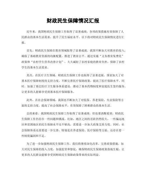 财政民生保障情况汇报