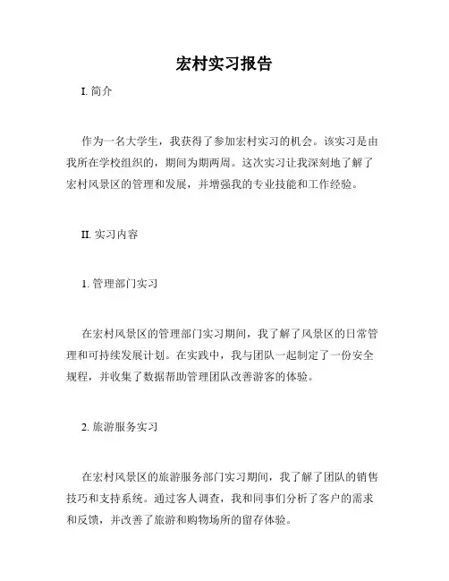 宏村实习报告