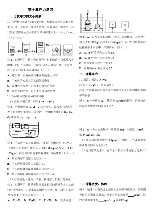 第十章浮力复习题