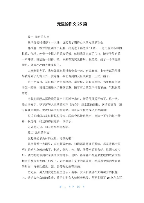 元旦的作文25篇