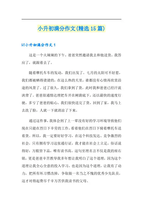 小升初满分作文(精选15篇)