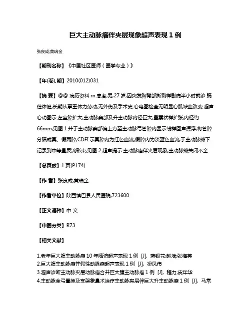 巨大主动脉瘤伴夹层现象超声表现1例