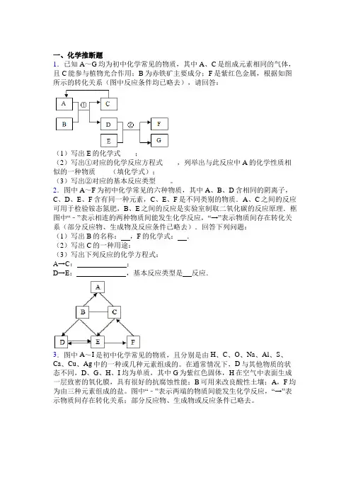 上海民立中学中考化学推断题试卷及答案