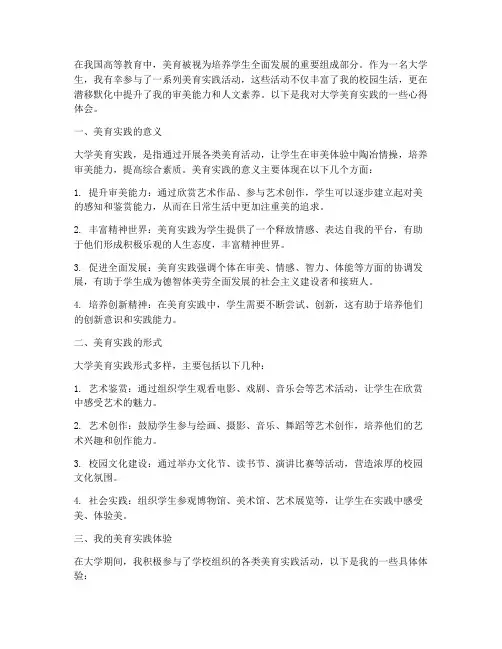 大学美育实践心得体会