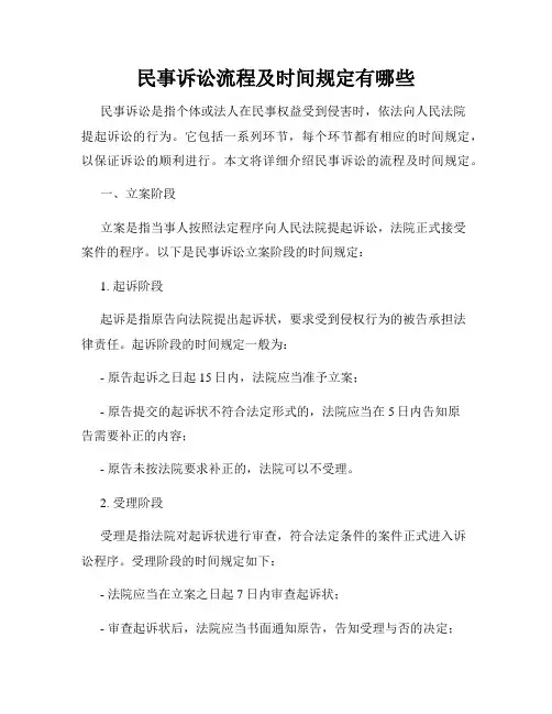 民事诉讼流程及时间规定有哪些