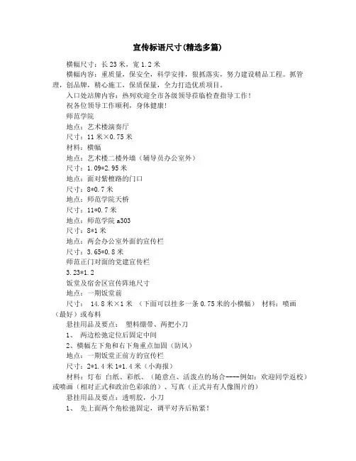 宣传标语尺寸(精选多篇)
