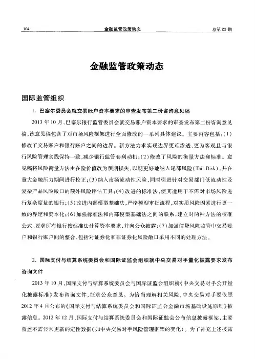 金融监管政策动态