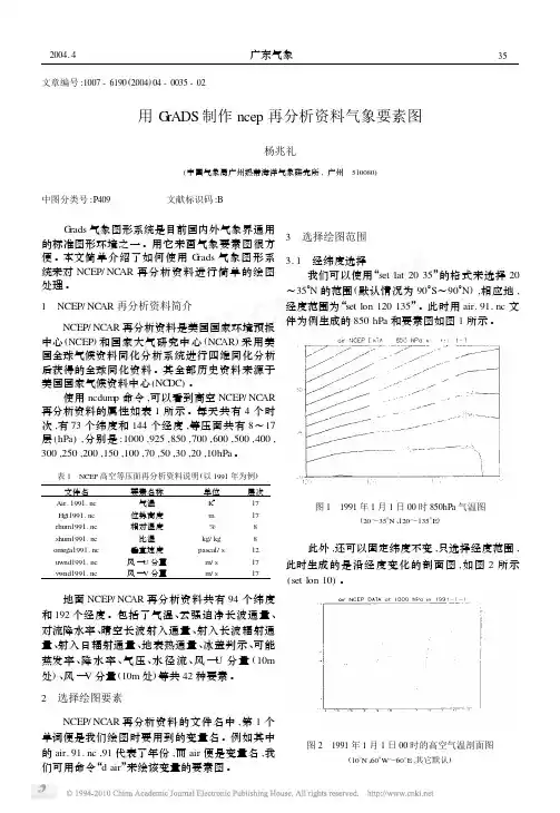 用GrADS制作ncep再分析资料气象要素图