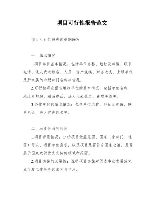 项目可行性报告范文