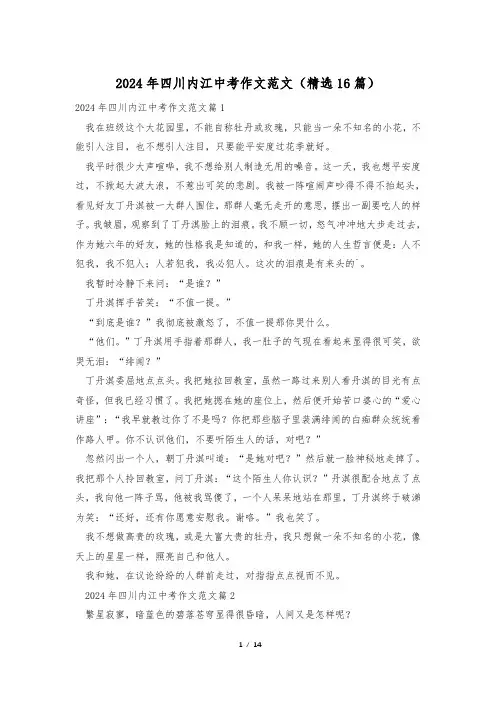2024年四川内江中考作文范文(精选16篇)