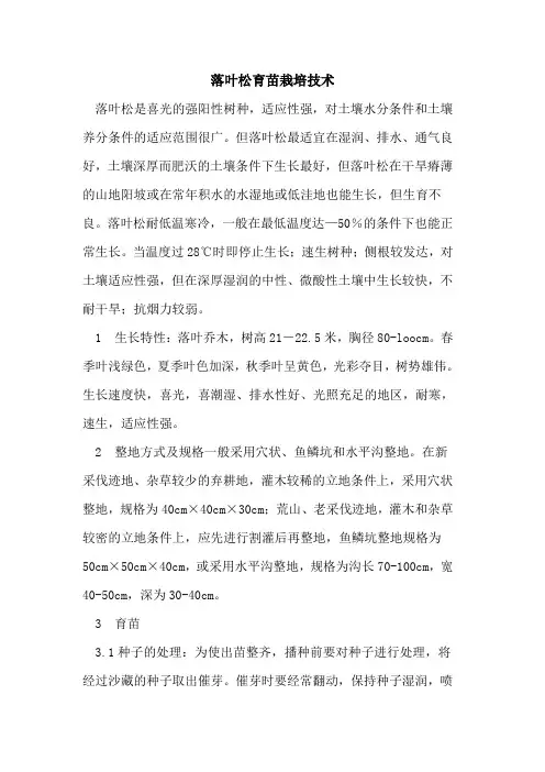 落叶松育苗栽培技术