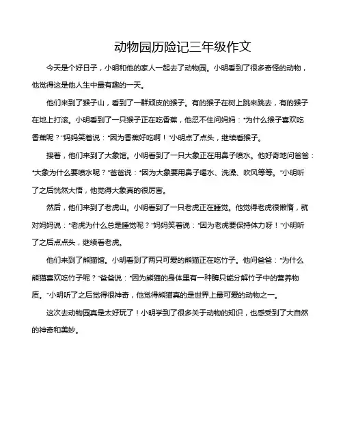 动物园历险记三年级作文