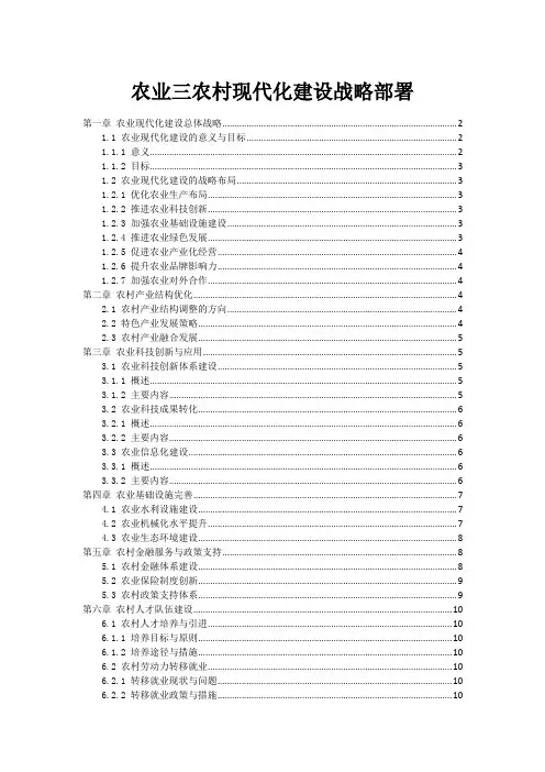 农业三农村现代化建设战略部署