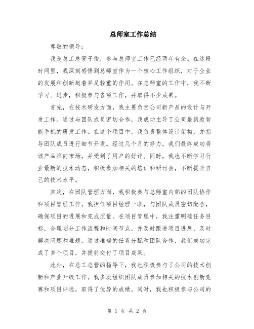 总师室工作总结