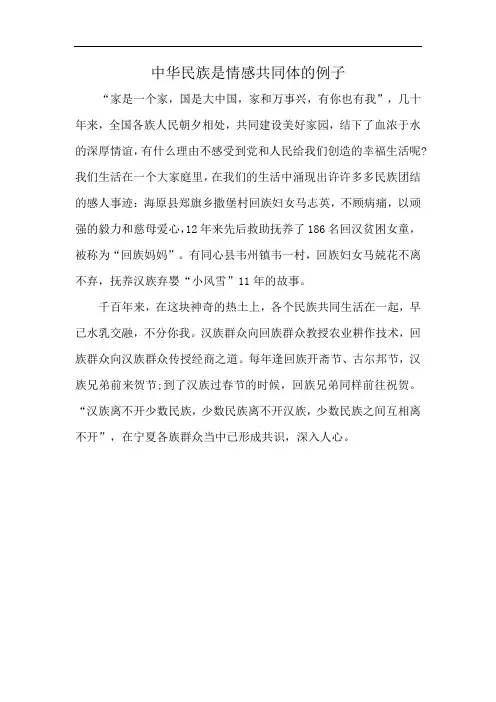 中华民族是情感共同体的例子