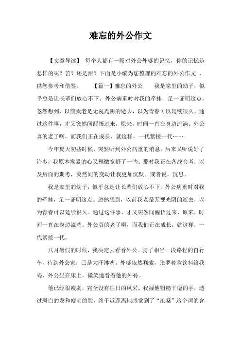 难忘的外公作文