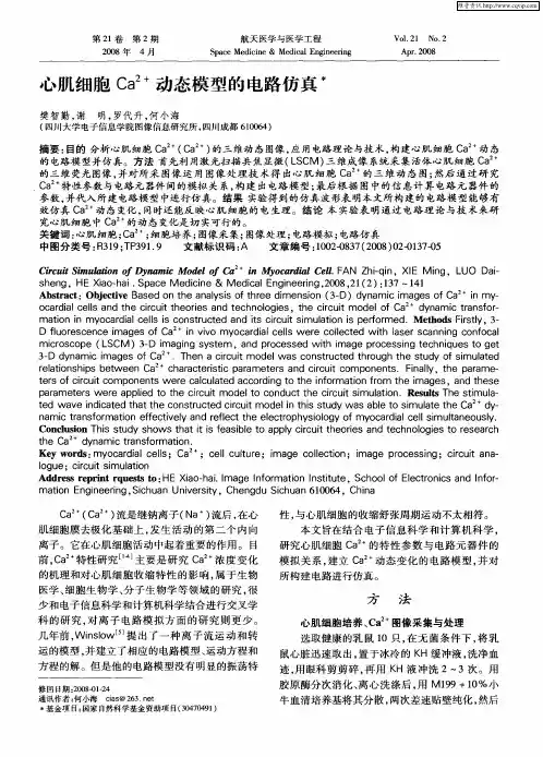 心肌细胞Ca 2+动态模型的电路仿真
