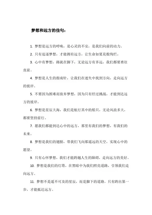 梦想和远方的佳句
