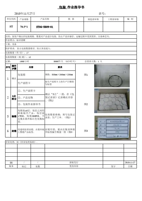 包装作业指导书(模板)