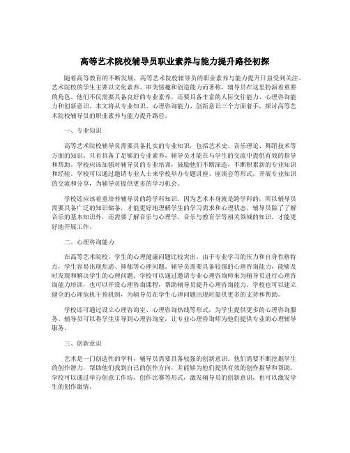 高等艺术院校辅导员职业素养与能力提升路径初探