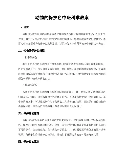 动物的保护色中班科学教案