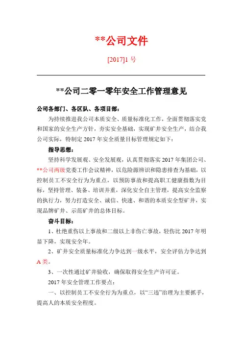17年安全1号文