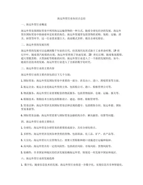 海运外贸行业知识点总结