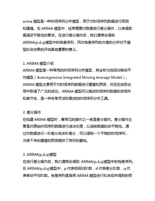 arima(0,1,0)d阶差分后残差序列方差
