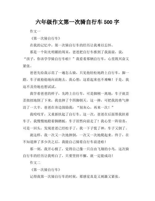 六年级作文第一次骑自行车500字