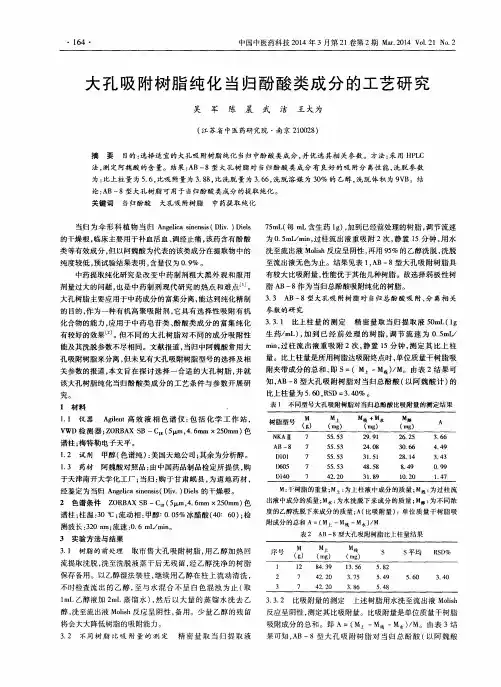 大孔吸附树脂纯化当归酚酸类成分的工艺研究