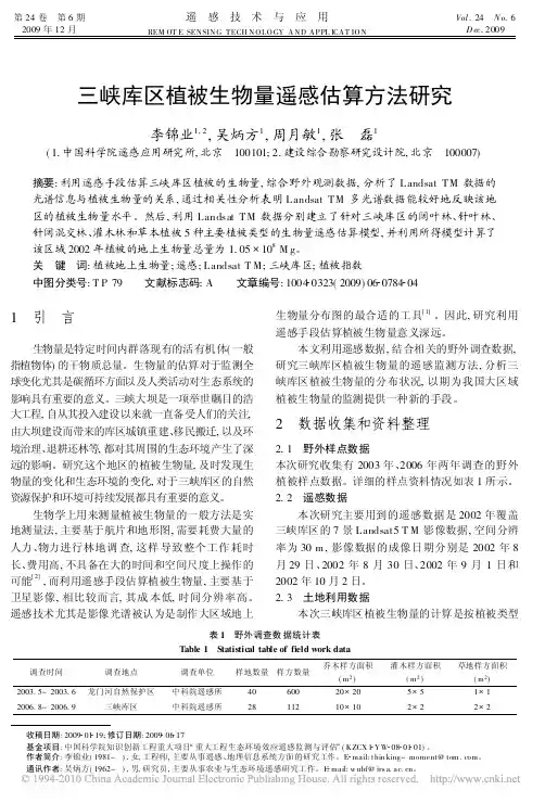 三峡库区植被生物量遥感估算方法研究
