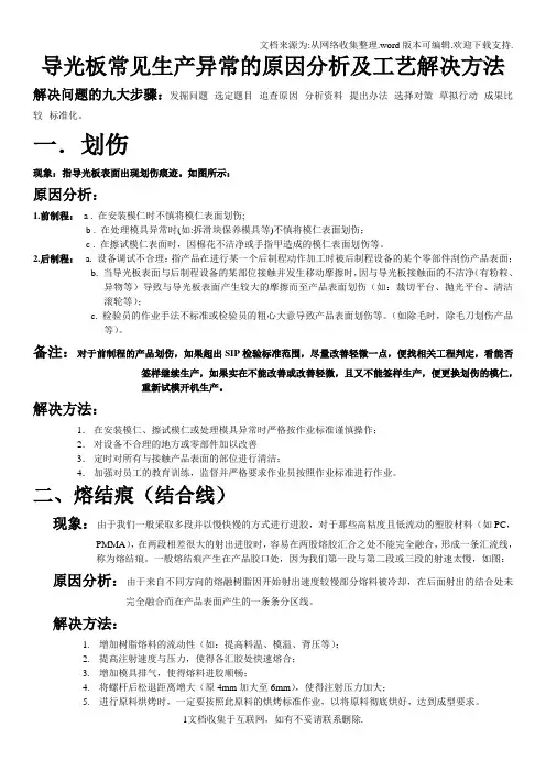 导光板常见生异常的原因分析及解决方法