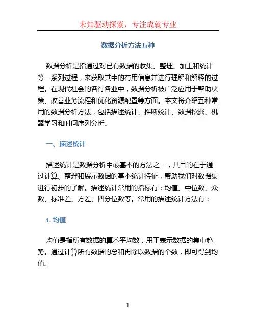 数据分析方法五种