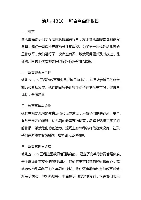 幼儿园316工程自查自评报告