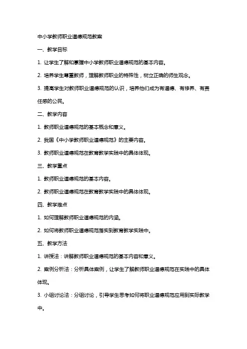 中小学教师职业道德规范教案