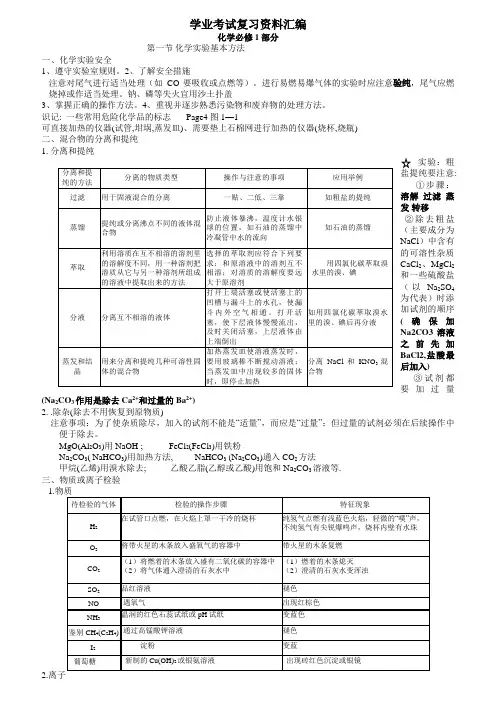 化学学业水平测试必背知识点