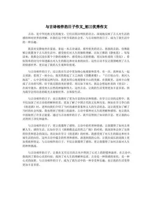 与古诗相伴的日子作文_初三优秀作文