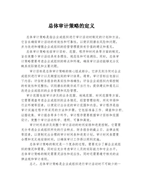 总体审计策略的定义