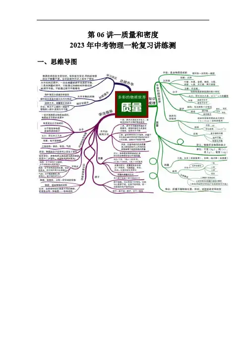 初中物理考点讲练考第06讲 质量和密度(考点精讲)(解析版)