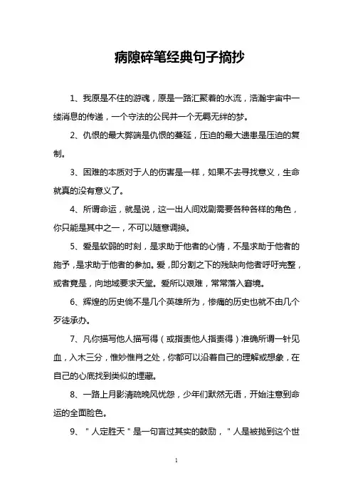 病隙碎笔经典句子摘抄